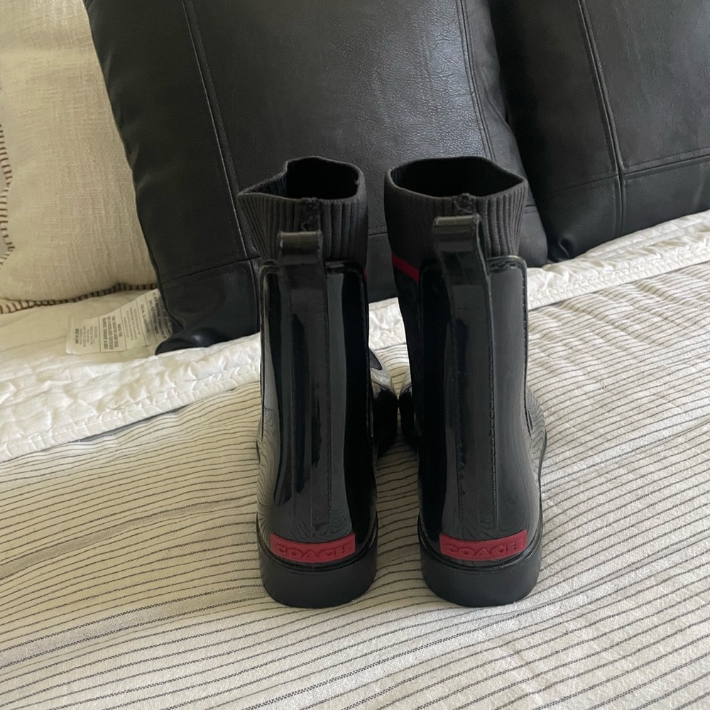 Coach Black and Red Winter Rain Boots - Picture 6 of 6